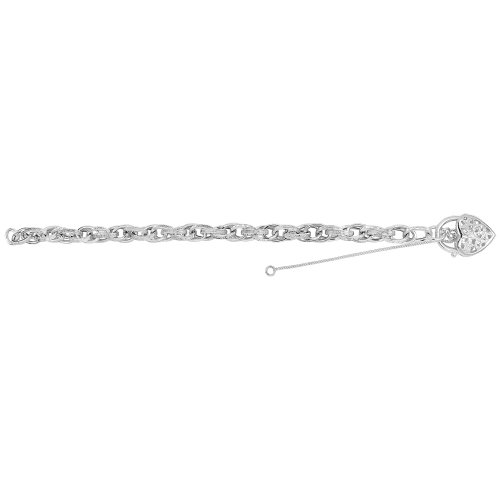 Silver Victorian Heart Padlock Charm Bracelet 
