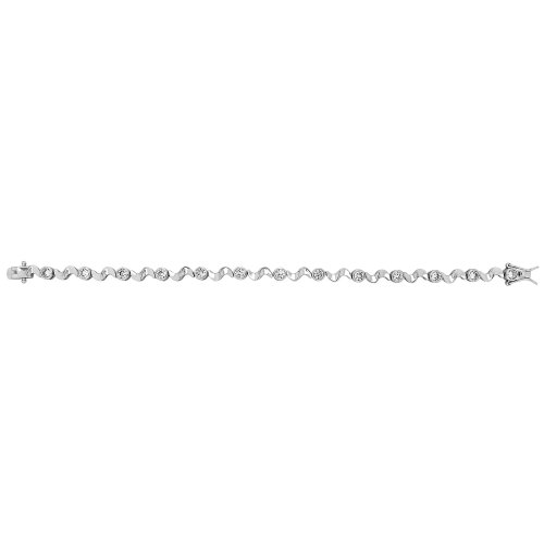 Silver Cz Bezel Wave Bracelet 