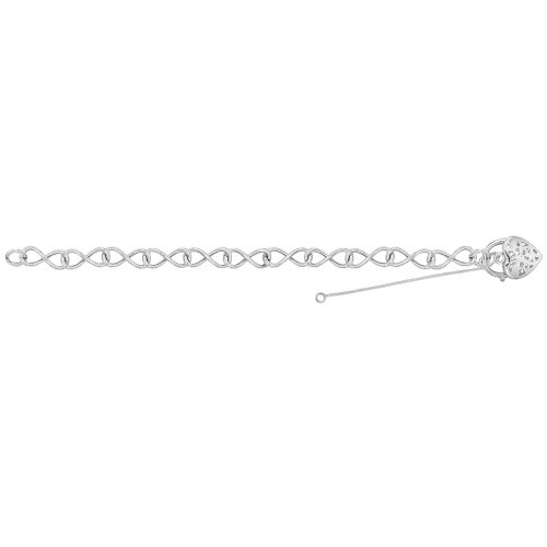 Silver Heart Padlock Charm Bracelet 