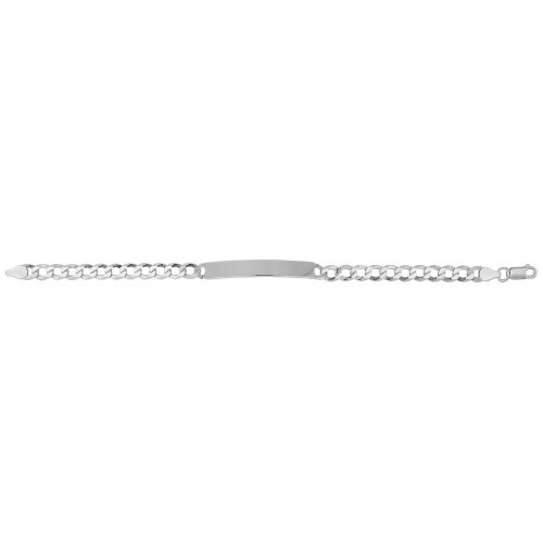 Silver Flat Open Curb Id Bracelet 