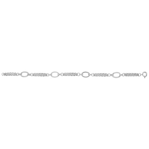 Silver Oval Linked Fancy Bracelet 