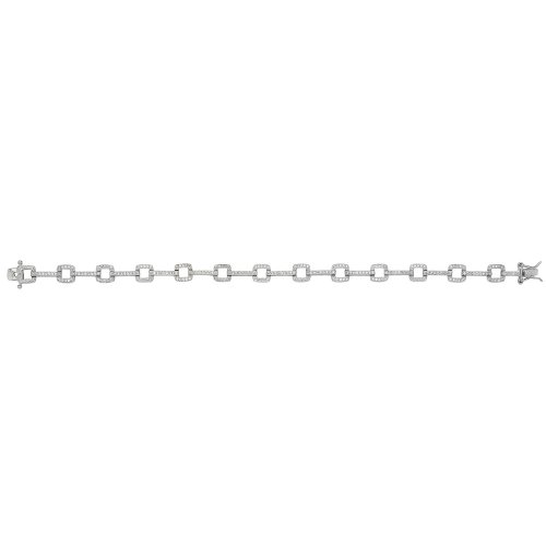 Silver Cz Square Linked Bracelet 