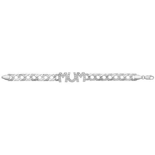 Silver Mum Cz Bracelet 