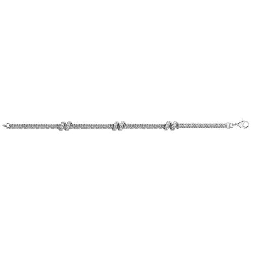 Silver Rhodium Plated Cz Set Spiral Mesh Bracelet 