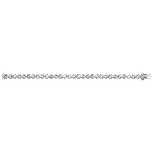 Silver Rhodium Plated Cz Bezel Set Bracelet 