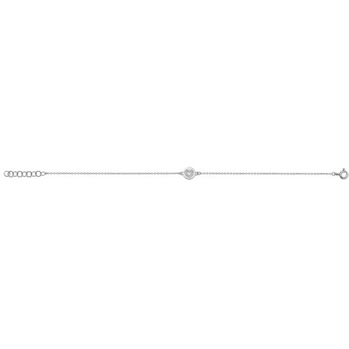 Silver Rhodium Plated Cz Heart Disc Bracelet G3290B