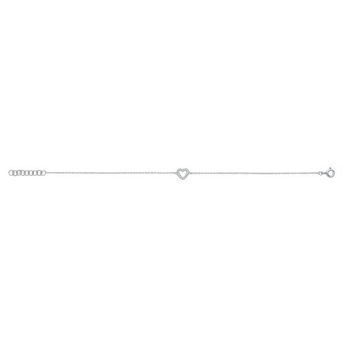 Silver Rhodium Plated Cz Open Heart Bracelet G3291B