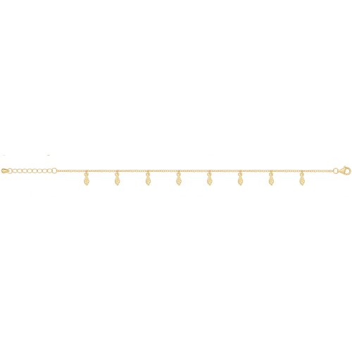 Silver Yellow Gold Plated Leaf Charms Bracelet 