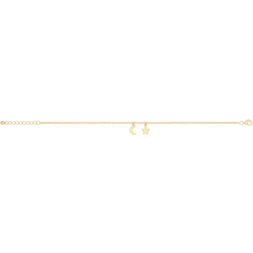 Silver Yellow Gold Plated Star & Moon Bracelet 