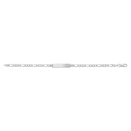 Silver Figaro Pave Id Bracelet 