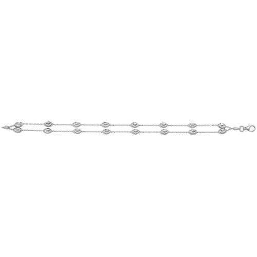 Silver Diamond Cut Bead 2 Row Bracelet 