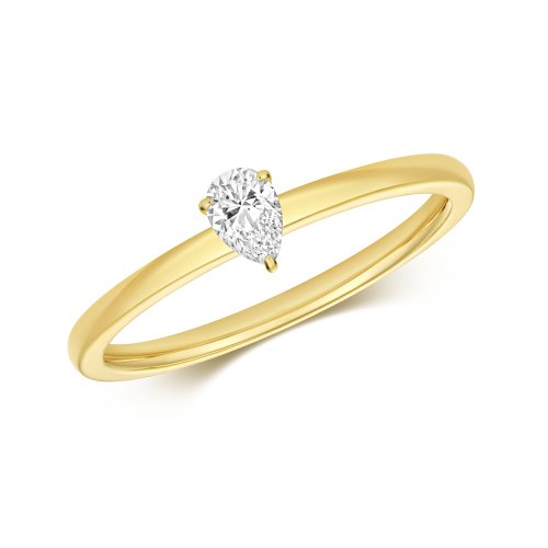 Diamond Pear Shape Solitaire Ring In 18ct Gold 