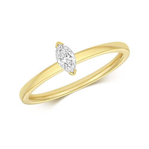 Diamond Marquise Cut Solitaire Ring In 18ct Gold 