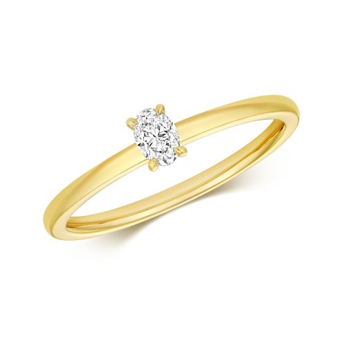 Diamond Oval Cut Solitaire Ring In 18ct Gold 