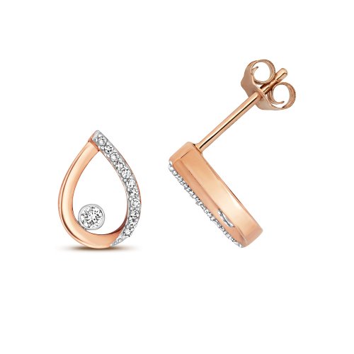 Diamond Pear Shape Studs In 9ct Rose Gold 