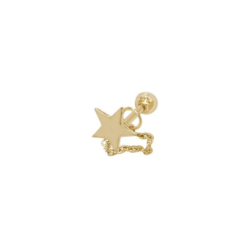 9ct Gold Star With Chain Cartilage Stud 