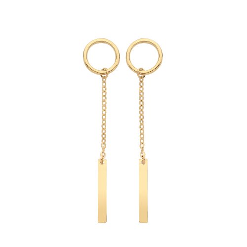 9ct Gold  Circle And Bar Chain Drops 