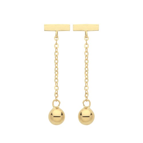9ct Gold Bar And Bead Chain Drops 