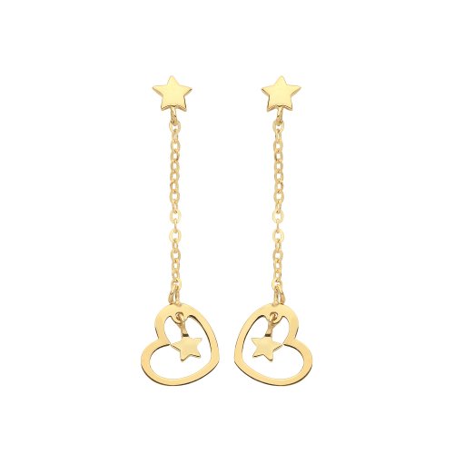 9ct Gold Heart And Star Chain Drops 