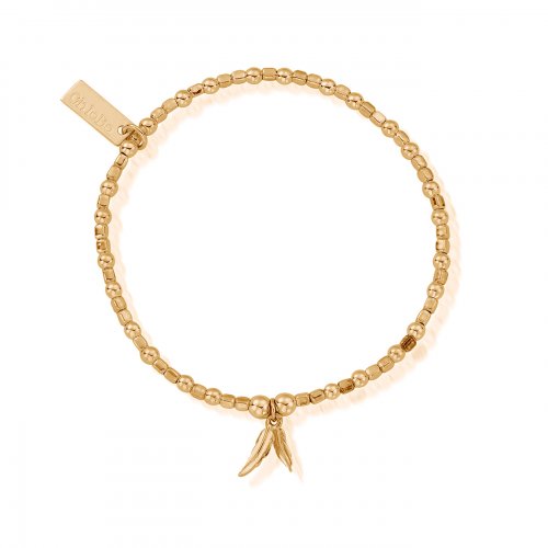 Chlobo Gold Mini Cube Double Feather Bracelet