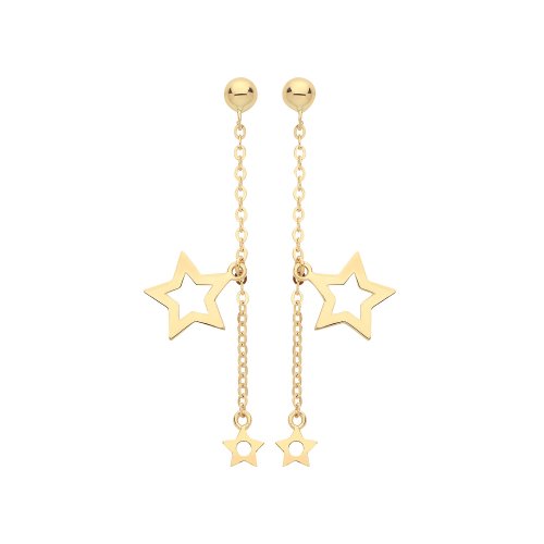 9ct Gold Double Star Chain Drops 