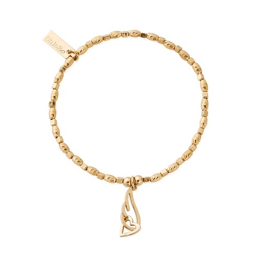Chlobo Gold Soul Glow Interlocking Heart And Angel Wing Bracelet