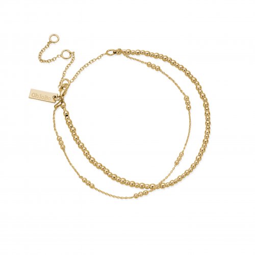 Chlobo Gold Mini Cute Triple Bobble Chain Anklet