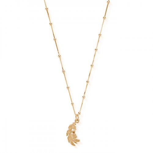 Chlobo Gold Bobble Chain Heart In Feather Necklace