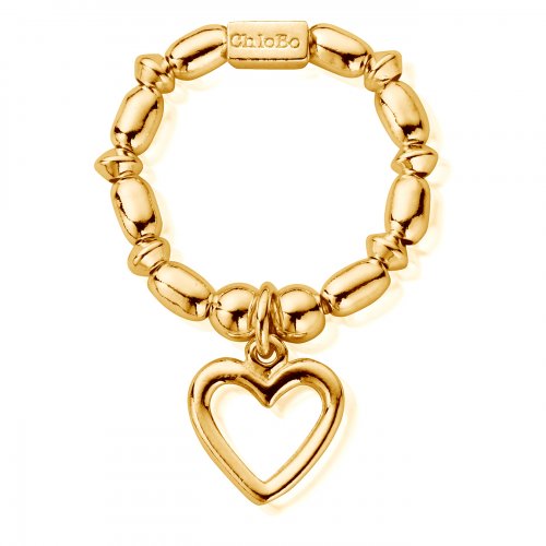 Chlobo Gold Mini Rice Open Heart Ring