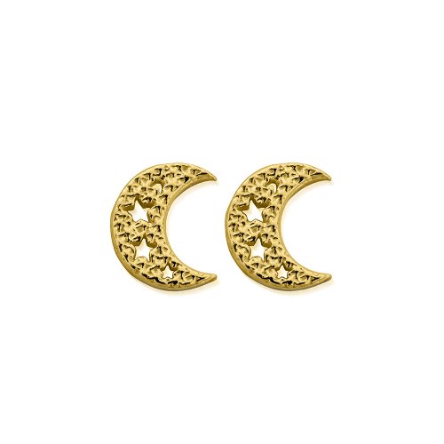 Chlobo Gold Starry Moon Stud Earrings