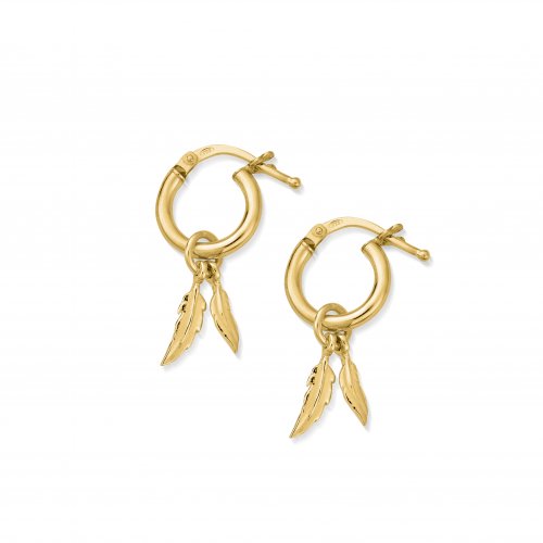Chlobo Gold Double Feather Small Hoops