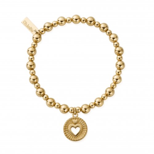 Chlobo Gold Mini Small Ball Guiding Heart Bracelet