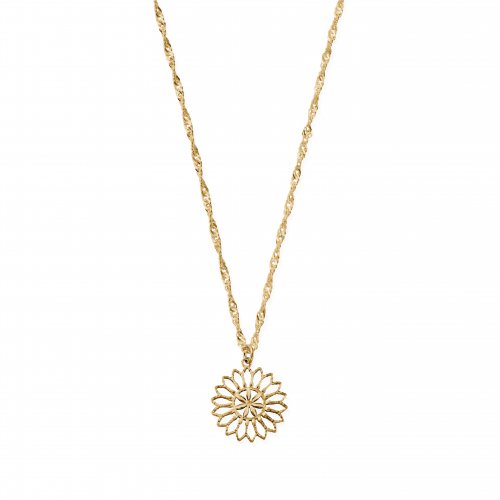 Chlobo Gold Twisted Rope Chain Flower Mandala Necklace