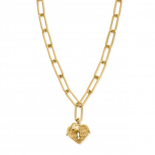Chlobo Gold Link Chain Faith And Love Necklace
