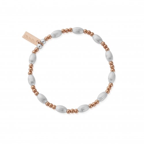 Chlobo Rose And Silver Corrugated Oval Bracelet