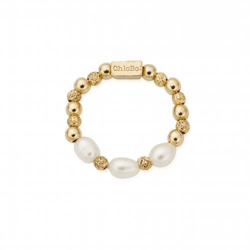 Chlobo Gold Triple Sparkle Pearl Ring