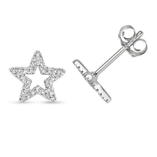 Diamond Star Studs In 9ct White Gold 