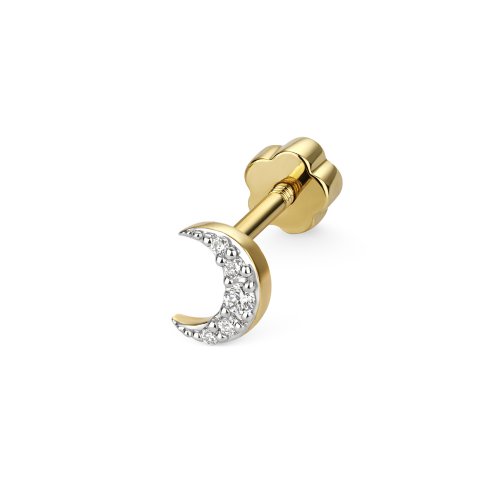 Diamond Cartilage Moon Stud In 9ct Gold 