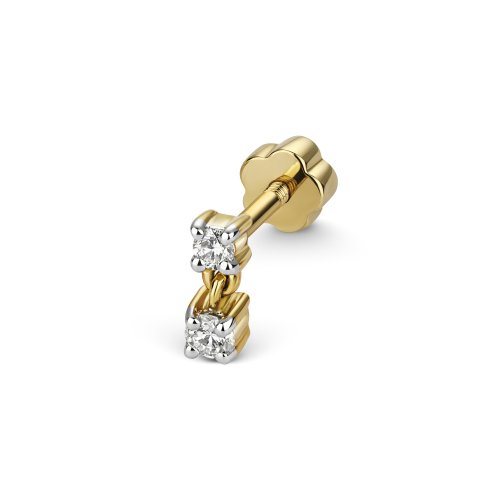 Diamond Cartilage 2 Stone Drop Stud In 9ct Gold 