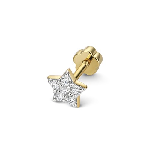 Diamond Cartilage Star Stud In 9ct Gold 