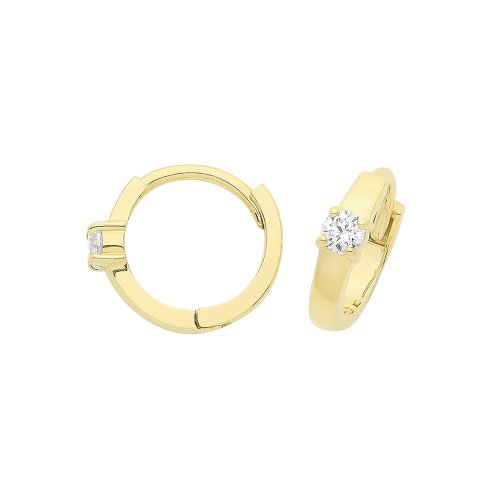 9ct Gold Cz Hinged Earrings 