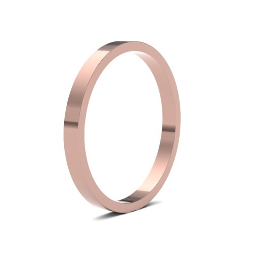 9ct Rose Gold 2mm Flat Light Wedding Ring