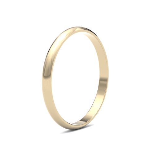 18ct Yellow Gold 2mm D Shape Light Wedding Ring
