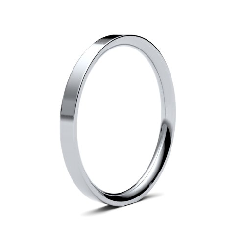 14ct White Gold 2mm Medium Flat Court Wedding Ring