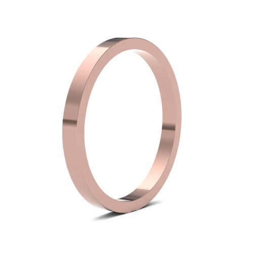 14ct Rose Gold 2mm Flat Medium Wedding Ring