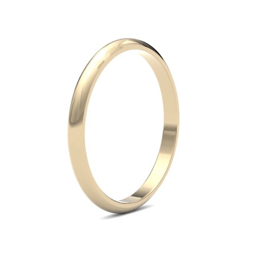 18ct Yellow Gold 2mm D Shape Medium Wedding Ring