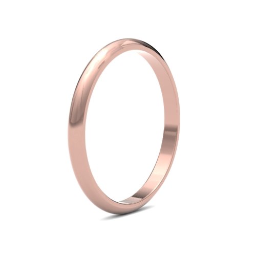 14ct Rose Gold 2mm D Shape Medium Wedding Ring