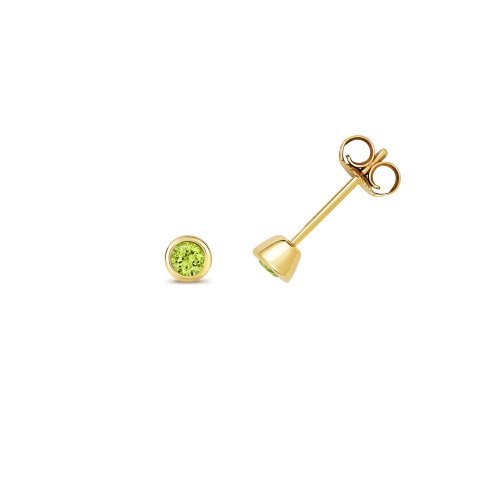 Peridot Rubover Studs In 9ct Gold 