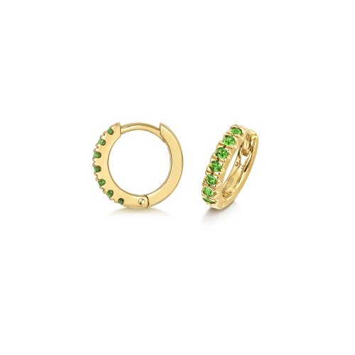 Tsavorite Cut Down Set Huggies  In 9ct Gold 