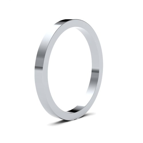 9ct White Gold 2mm Flat Heavy Wedding Ring